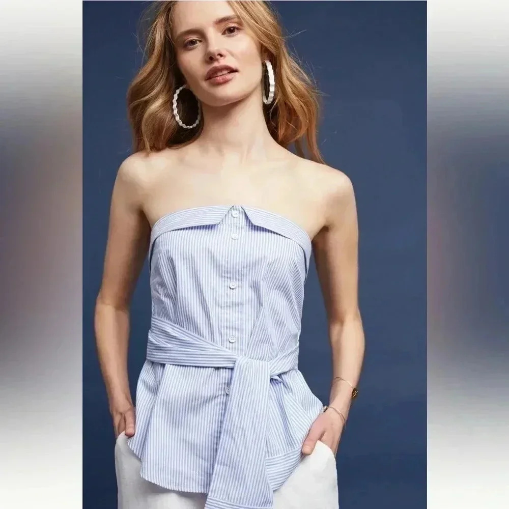 Anthropologie Maeve strapless blouse